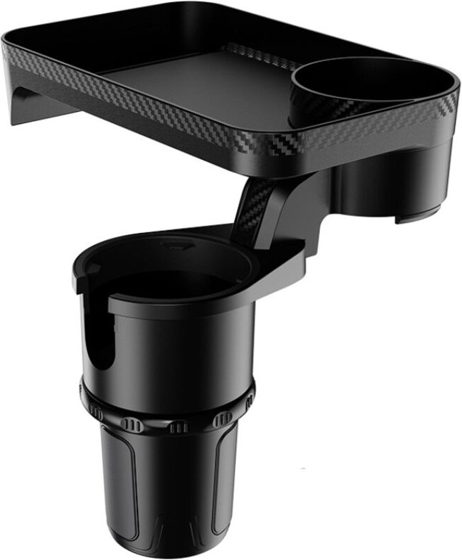 Ahlsen Multifunktionaler Auto-Getränkehalter mit um 360° drehbarem, abnehmbarem Tablett und verstellbarer Basis