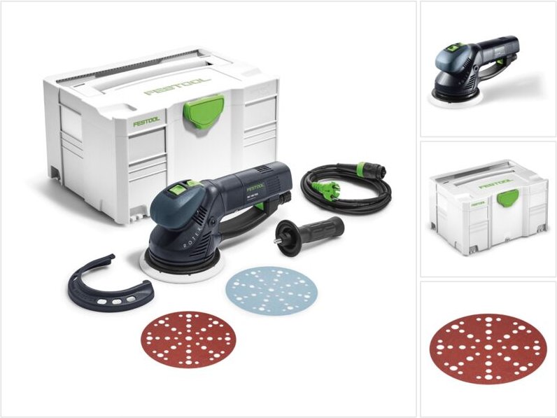 Ro 150 FEQ-Plus rotex Getriebe Exzenterschleifer 720W 5mm Hub ( 571805 ) im Systainer + 50x Schleifscheiben P40 - Festoo...