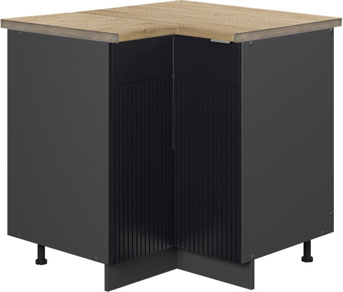 Vicco - Eckschrank Fame-Line, Schwarz gestreift, 80.5 cm , ap Eiche