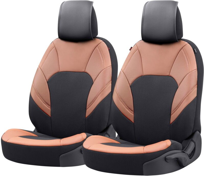 Autositzbezug zipp-it Deluxe Hampton, PKW-Schonbezüge für 2 Vordersitze mit Reißverschluss-System schwarz/braun