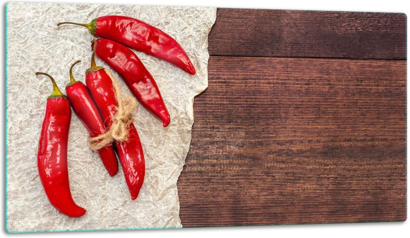 Glasschild Schneidebrett 52x30 Paprika