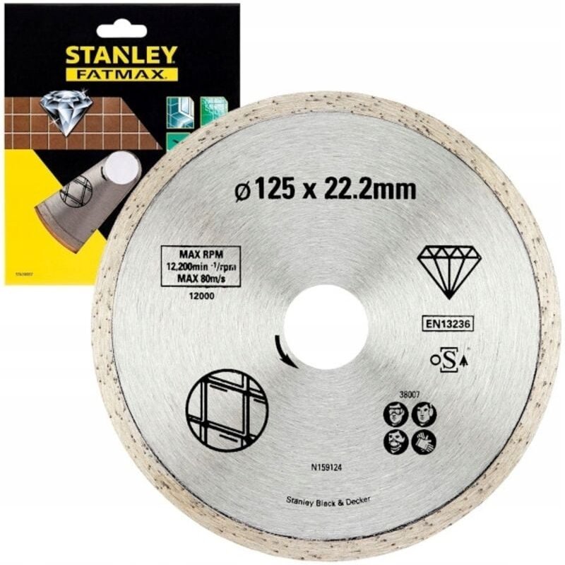 Durchgehende Diamanttrennscheibe 125 mm - Feine Schnitte in Fliesen. STANLEY STA38007-XJ