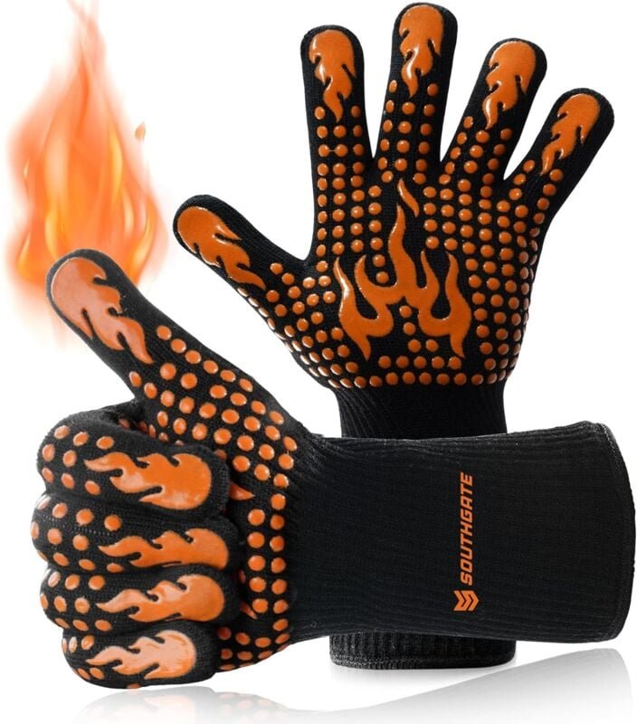 Kaminhandschuhe Anti-Feuer, Grillhandschuhe Anti-Hitze, bis zu 800°C(1 Paar)