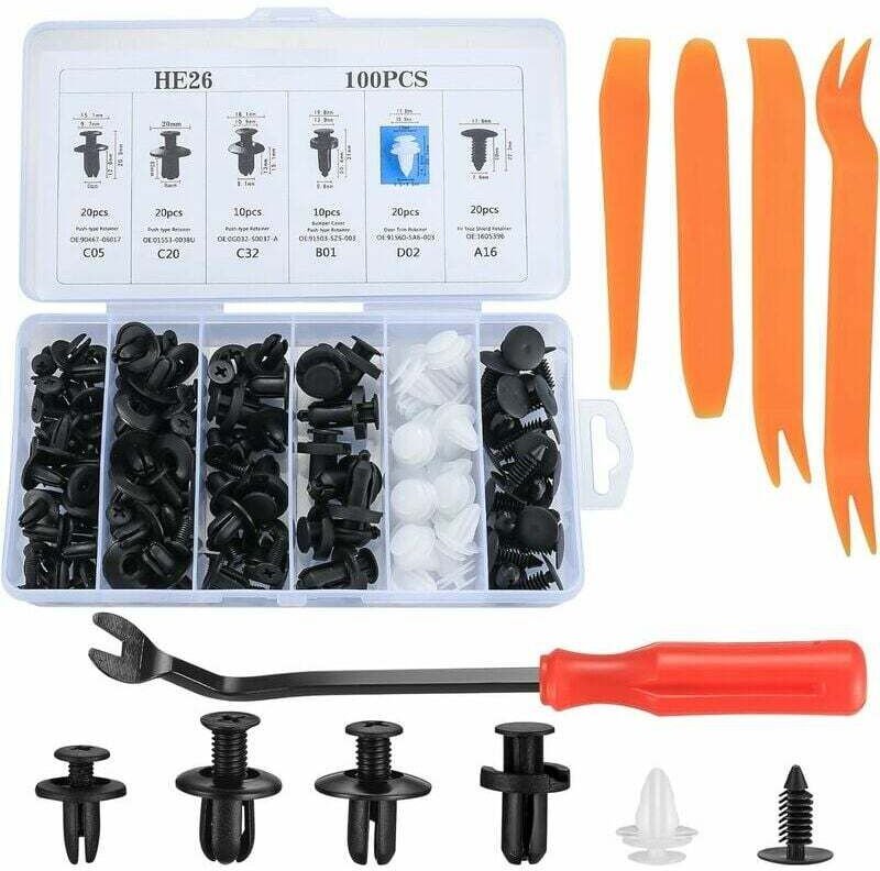 Dolaso - Innenausstattungszubehör, Auto-Kunststoffklammern, Heftklammern, Nieten, Befestigungsset, Kunststoffnieten, sch...