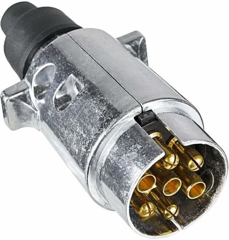 7-poliger Anhängerstecker aus Metall, 12 V wasserdichter 7-poliger Anhängerstecker aus Metall, für Wohnwagen, Wohnmobil,...