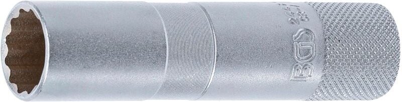 Zündkerzen-Einsatz mit Haltegummi, Zwölfkant, lang Antrieb Innenvierkant 10 mm (3/8") SW 16 mm