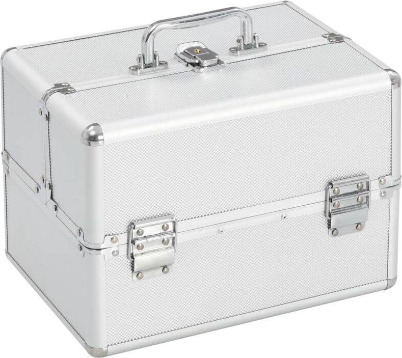 vidaXL Kosmetikkoffer 22x30x21 cm Silbern Aluminium