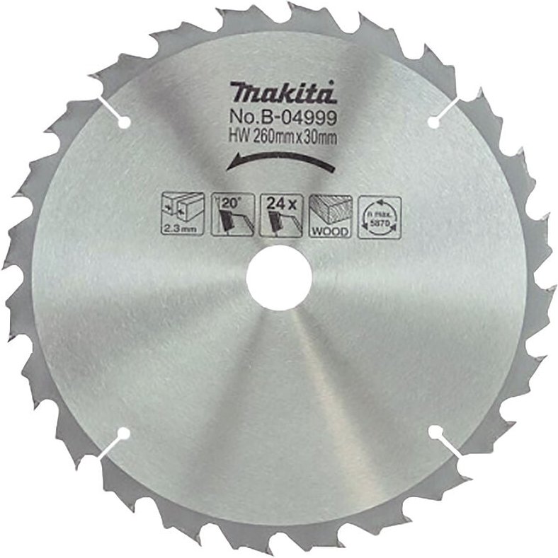 B-04999 Standard-Kreissägeblatt tct 260 x 30 mm 24T Holz Holz - Makita