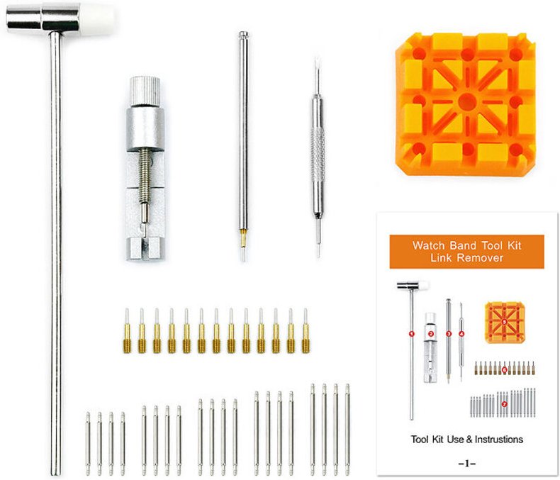 Uhrenstift-Jagdwerkzeug zum Einstellen und Ersetzen des Armbands, Uhrenreparaturset, 20-teilige Federstange, 13-teilige ...