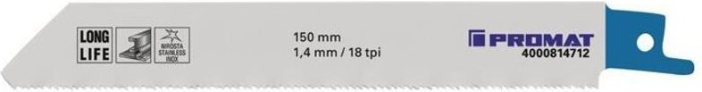 Promat - Säbelsägeblatt Länge 150 mm Breite 19 mm Zahnteilung tpi 18 1,4 mm gefräst, gewellt