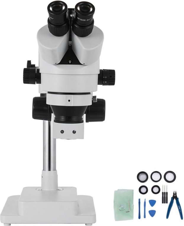 3,5X-90X Simul-Focal Stereomikroskop, 360° Trinokular mit Doppelarm-Ausleger für verbesserte Sicht - Mophorn