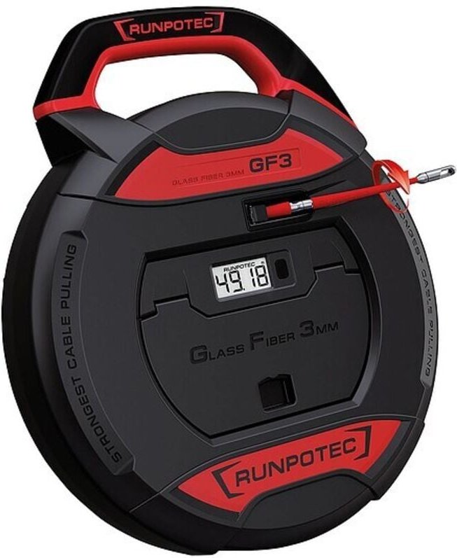Runpotec - Kabeleinziehgerät GF3 Band-L.50m Biege-R.38mm m.Meterzähler