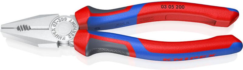 KNIPEX 03 05 200 SB Kombizange mit Comfort-Griffen verchromt 200 mm