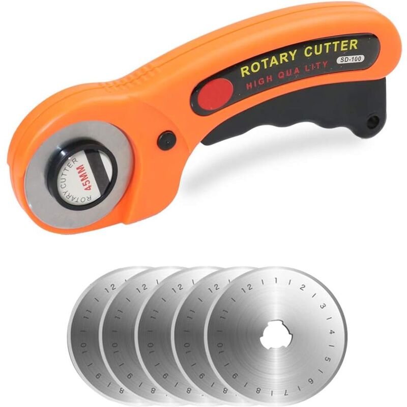 DOLASO 45 mm Stoff-Rollschneider mit 6 Stück 45 mm kreisförmigen Schneidklingen, Patchwork-Schneiden, Nähen, Leder-Rolls...