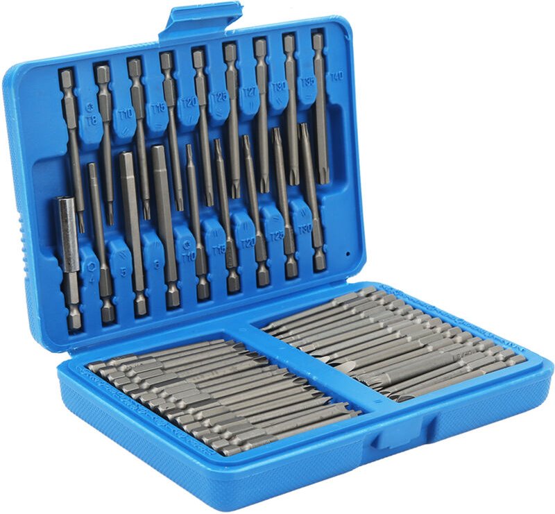 Sjlerst - 50-teiliges extra langes Sicherheits-Bit-Set, quadratisch, flach, Sechskant-Spline-Kupplungs-Torq-Schraubendre...