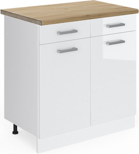 Thumbnail - Vicco - Küchenschrank R-Line, Weiß Hochglanz, 80 cm ap Eiche