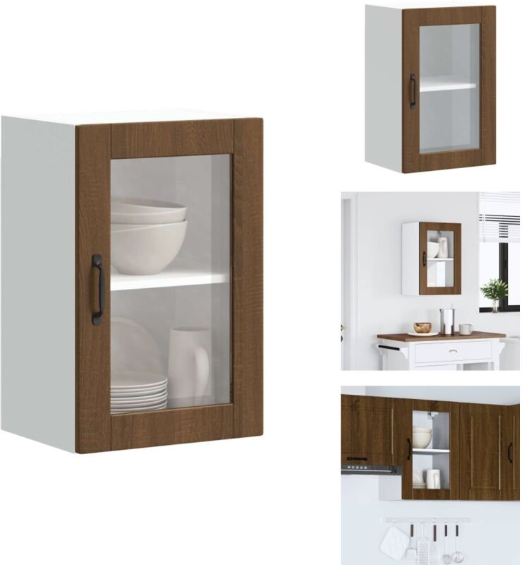 Küchen-Hängeschrank mit Glastür Porto Braun Eichen-Optik - Küchen-Wandschrank - Küchen-Wandschränke - Wandschrank Küche ...