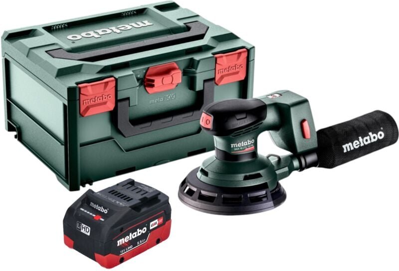 Metabo SXA 18 LTX 150 BL Akku Exzenterschleifer 18 V 150 mm Brushless + 1x LiHD Akku 5,5 Ah + metaBOX - ohne Ladegerät