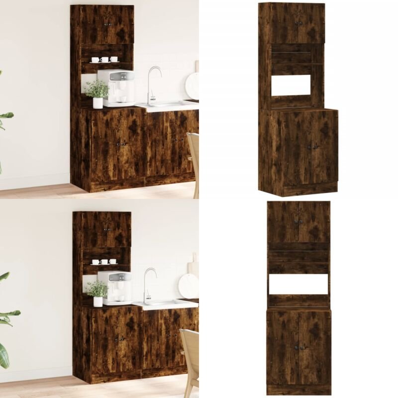 Küchenschrank Räuchereiche 60x50x180 cm Holzwerkstoff - Küchenregal - Holzschrank - Esszimmertisch - Wohnraumorganisatio...