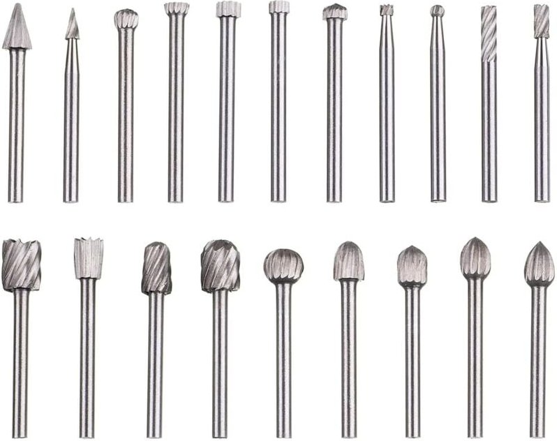 20-teiliges HSS-Frässtift-Set aus Wolframkarbid mit 3-mm-Schaftfräser für Dremel-Rotationswerkzeuge zum Holzbearbeiten, ...