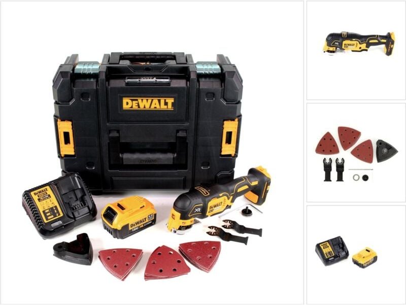DeWalt DCS 355 M1 Akku Oszillierer Multitool 18 V Brushless + 1x Akku 4,0 Ah + Ladegerät + Zubehör + TSTAK