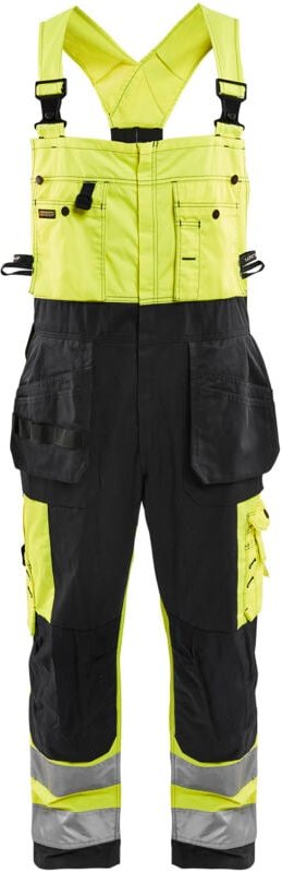Arbeitslatzhose mit Schultergurten Hochsichtbarkeit 2603 – Neon Gelb/Schwarz 54