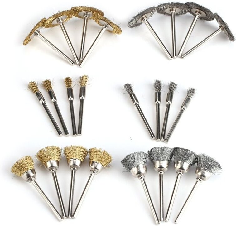 Zoternen - 24Pcs Messing Stahldrahtbürste Polierscheiben Full Kit für Präzisionswerkzeuge - Tassenräder-Reinigungsbürste...