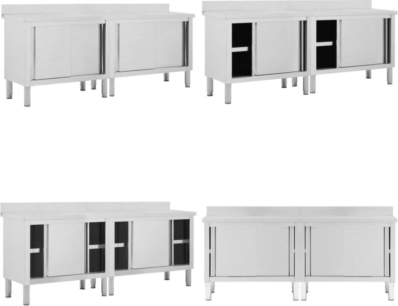 Arbeitsschränke mit Schiebetüren 2 Stk. 200x50x(95-97) cm Edelstahl - Arbeitsschrank - Arbeitsschränke - Home & Living