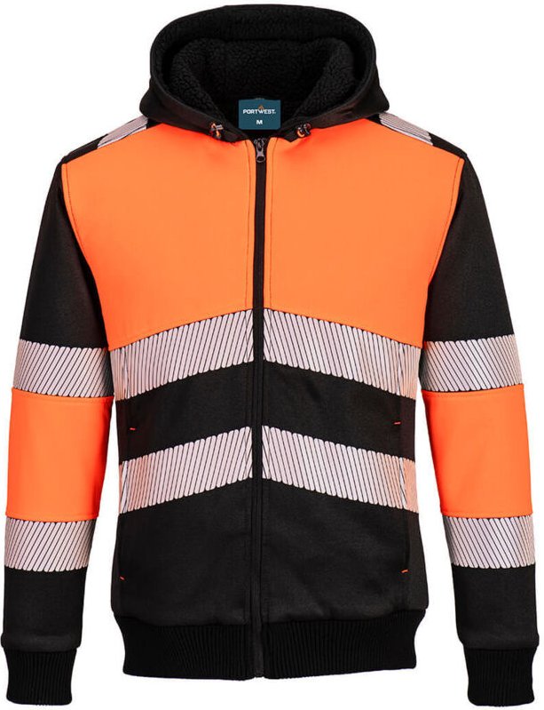 Winterkapuzenpullover mit Reißverschluss PW3 Klasse 1 Orange/Schwarz XL