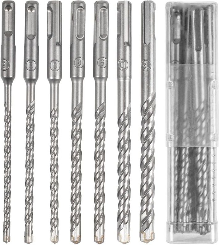 7-teiliges Betonbohrer-Set, 5 6 6 8 8 10 12 x 160 mm für Bohrhammer, SDS-Plus-Fliesenbohrer zum Bohren in Ziegel, Beton,...