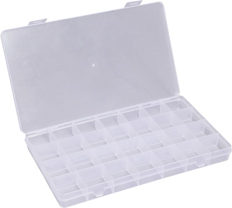 23SA090 Sortimentskasten (l x b x h) 22.6 x 13.4 x 2.2 cm Anzahl Fächer: 28 feste Unterteil - Quadrios