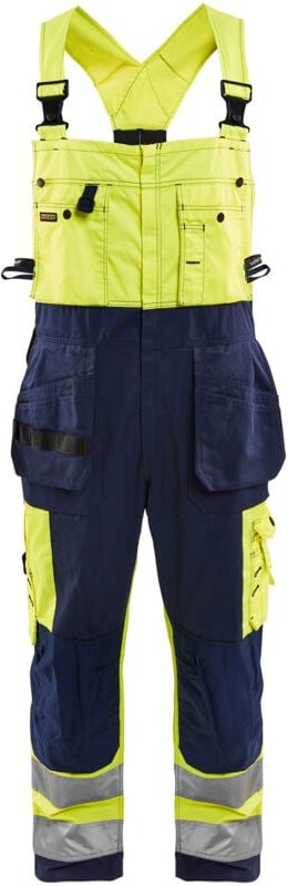 Arbeitslatzhose mit Schultergurten Hochsichtbarkeit 2603 - Neon Gelb / Marine 52