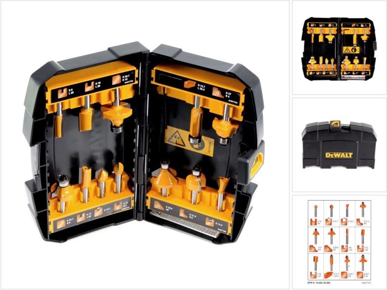 Hartmetall (hm) Fräser-Set 12-tlg mit 8 mm Schaft DT90016-QZ - Dewalt
