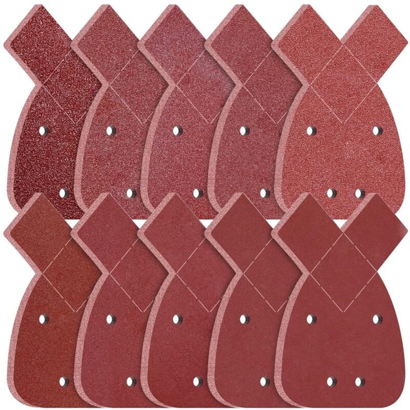 Schleifpapier für 4-Loch-Schleifer, 100 Stück mit 2 Spitzen, Körnung 40 60 80 100 120 180 240 320 400 600 für Detailschl...