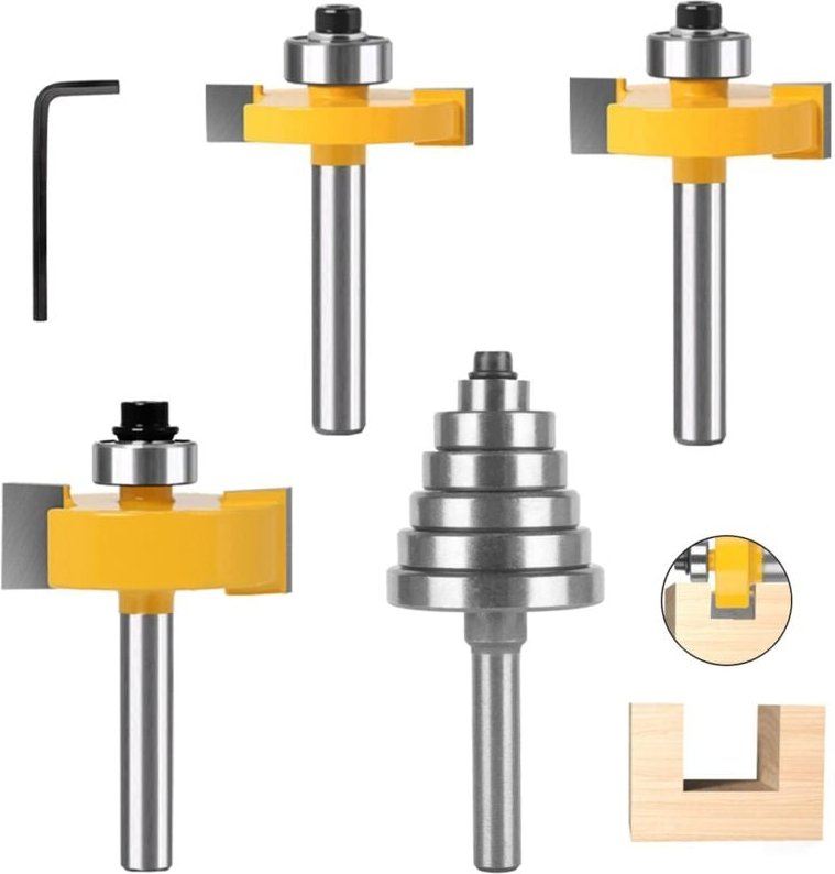3-teiliger 8-mm-Nutfräser mit Lager für die Holzbearbeitung – Schneidwerkzeug für Türen, Tische, Regale