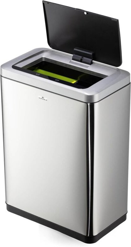 Durable - Sensor no Touch Duo 2x20L Abfalleimer, Edelstahl, Silber, 40 Liter