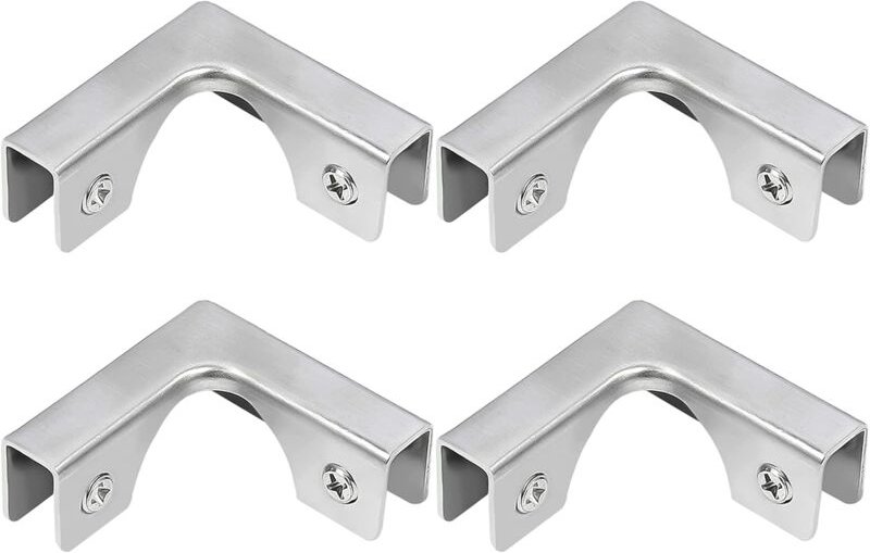 Glasklemme, 4 Stück L-förmige Edelstahl-Glasverbinder, rechtwinklige Befestigungsklammern für randlose Aquarium-Schrankb...