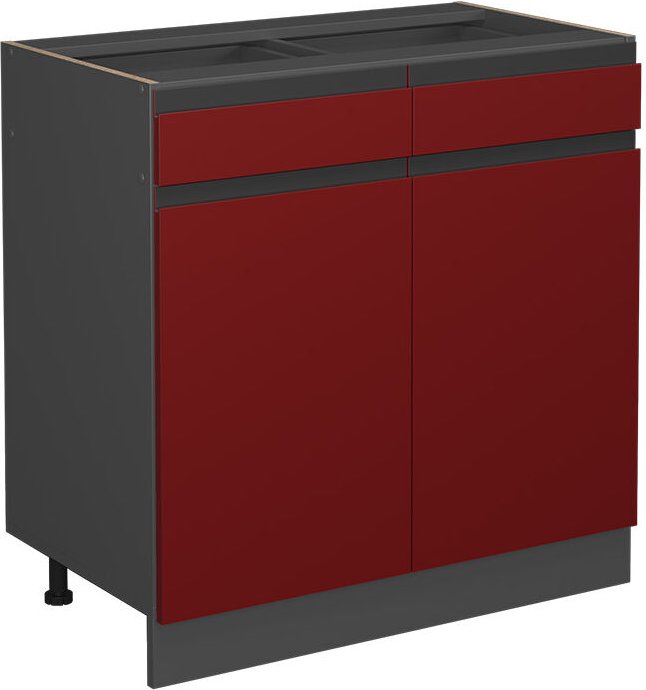 Vicco - Küchenunterschrank R-Line, Rot, 80 cm J-Shape, ohne Arbeitsplatte