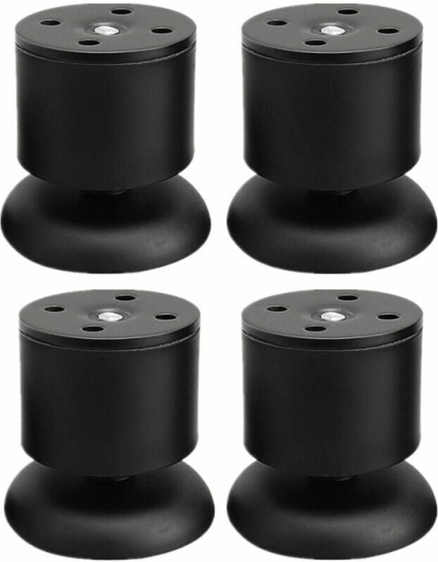 4 schwarze Beine – 6 cm verstellbare Tischbeine aus Edelstahl für Möbel mit Gummimatte