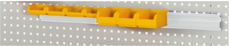 Thumbnail - Einhängeschiene 1000 mm für Lochplatte, zur Aufnahme von Sichtlagerkästen, RAL7035 - RAU