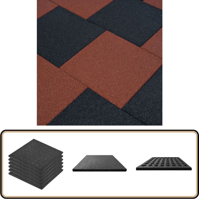Fallschutzfliesen 6 Stk. Gummi 50 x 50 x 3 cm Schwarz - Fallschutzmatte - Gummigummi - Spielbereichsmatte - Kindergarten...