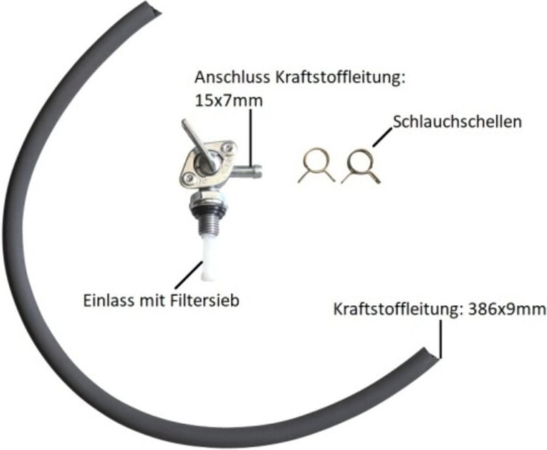 Wolpart - Ersatz Benzinhahn inkl. Leitung Schalter Kraftstoff Ventilhahn für Vibrationsstampfer uvm.