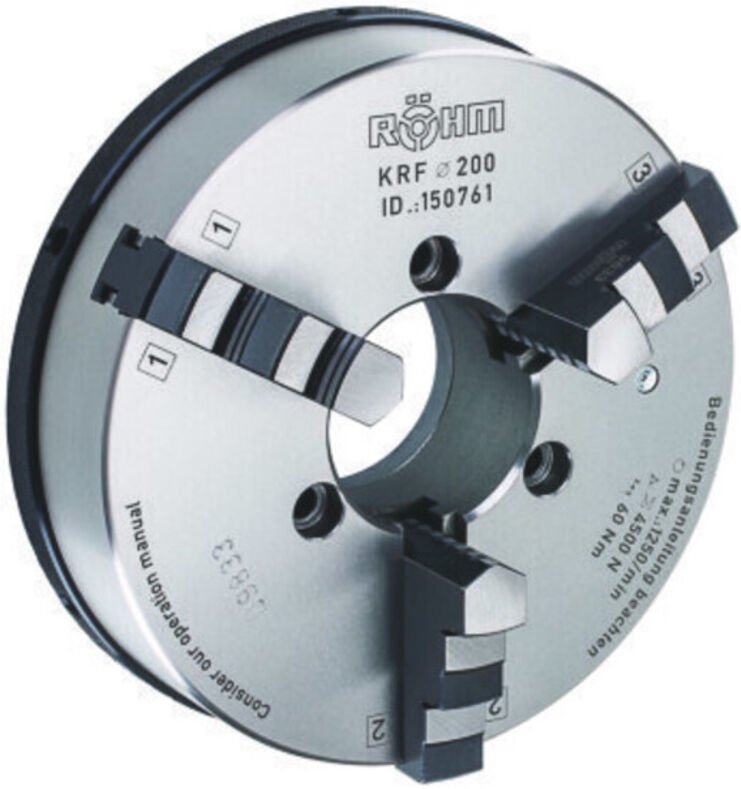 Röhm KRF 125, 3-Backen, mit Spannstift, Zylindrische Zentrieraufnahme, Gusskörper - 150757