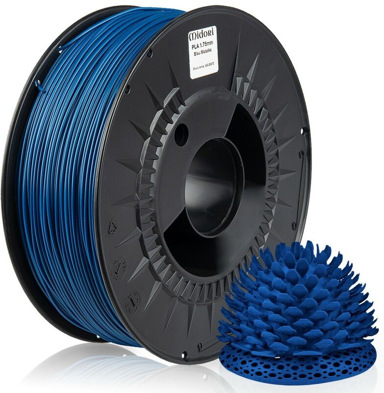 3D Drucker 1,75mm pla Filament 1kg Spule Rolle Premium Blau Metallic - Midori