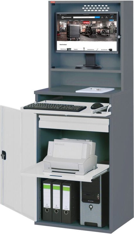 Computerschrank Premium stationär BxTxH 650x520x1770 mm - Stier