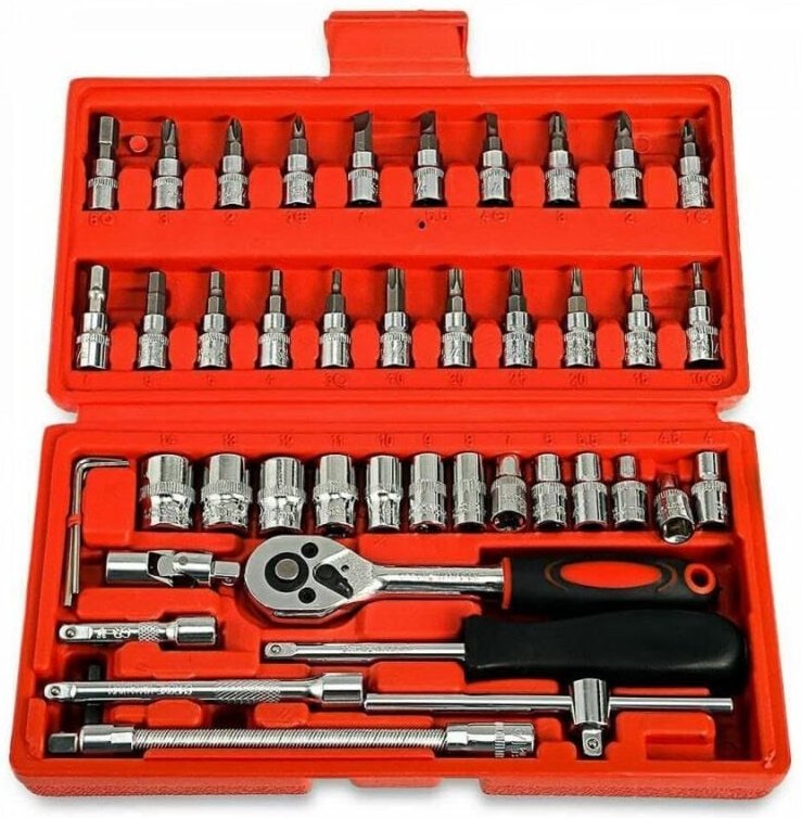 46-in-1-Werkzeugsatz, Schraubendreher- und Steckschlüsselsatz, Multifunktions-Werkzeugkoffer Heimwerkerbedarf Reparaturs...