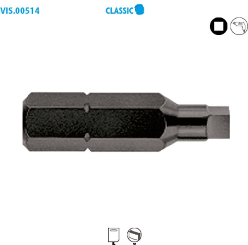 Schraubendreheraufsatz Serie 1/4'' - QUADRAT Classic Nr. 1 Lang. 25, Packung mit 15