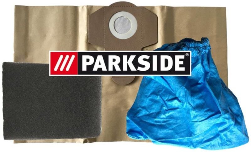 3er Filter Set Parkside: 1x Nassfilter + 1x Stoffbeutel/Trockenfilter + 1x Staubsaugerbeutel 20 l braun
