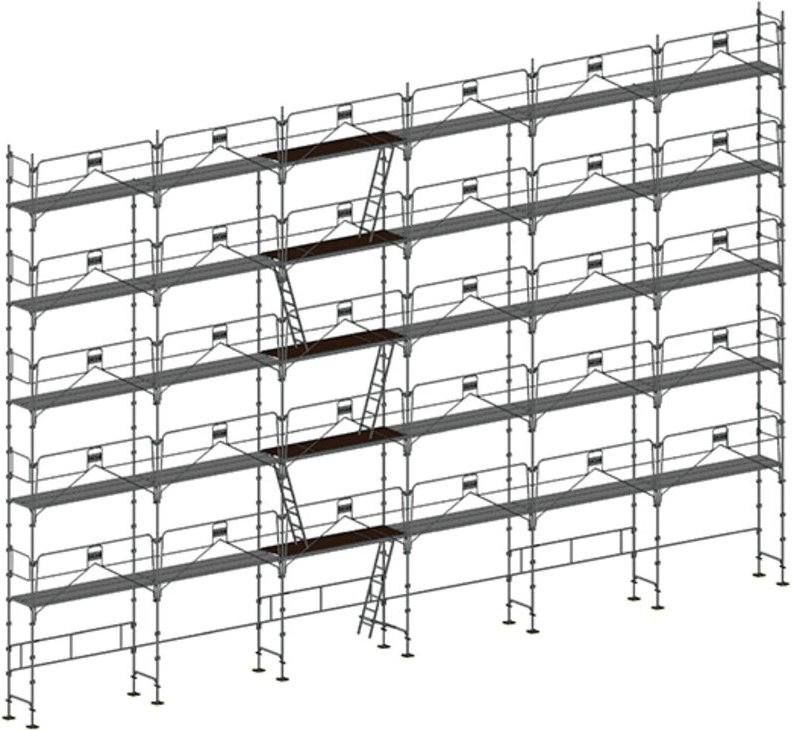 Gerüst 228m² - Struktur + Plattformen -Gelände Version - MEKA48P-228-SP