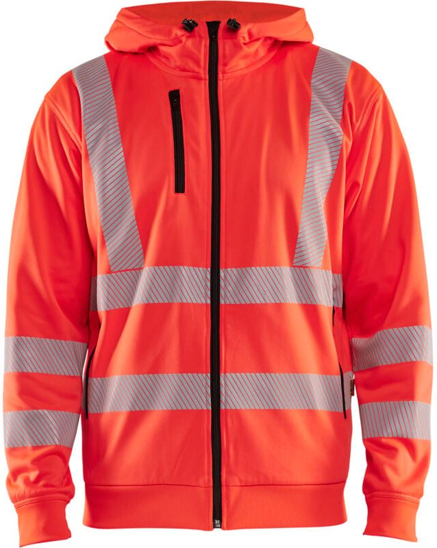 Hochsichtbarer, zipbarer Arbeitshoodie 3565 - Neonrot 4XL